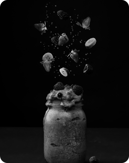 Black and white image of protein shake